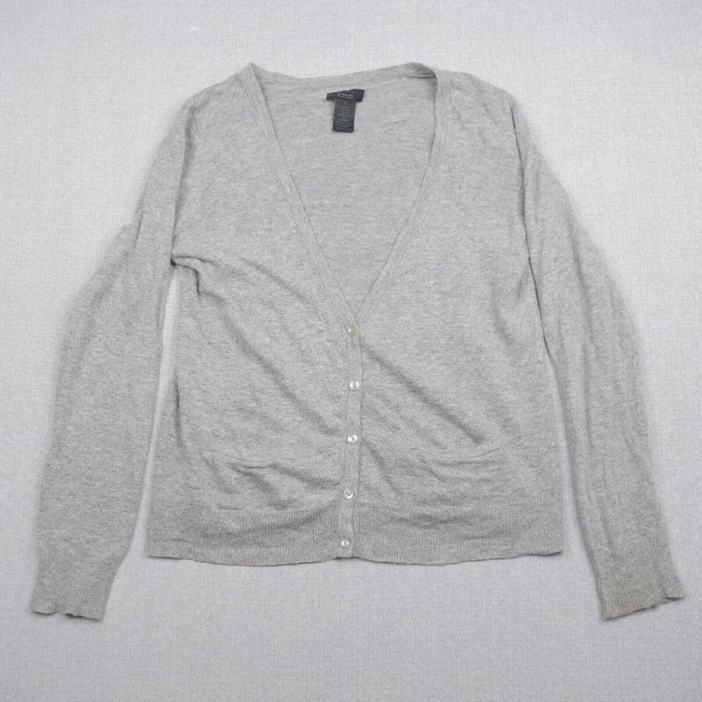 Frenchie Cardigan Womens Large Gray Long Sleeve Cashmere Rabbit Hair Blend
